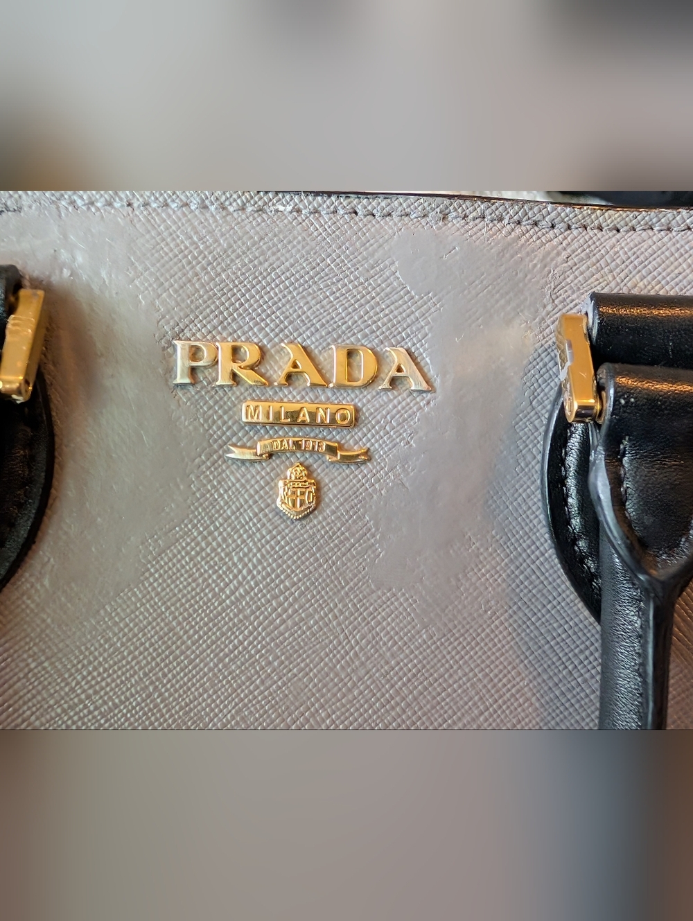 Prada Saffiano Leather Grey/Black Top Handle Tote Rehab Project Bag! - Picture 16 of 16